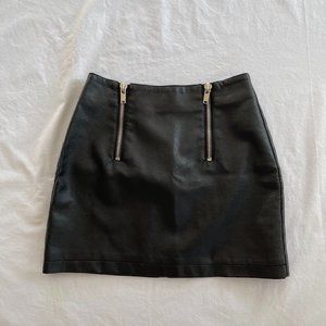 Faux Leather Mini Zip Skirt